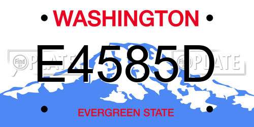 E4585D Washington License Plate