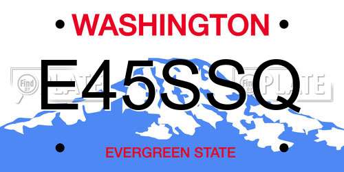 E45SSQ Washington License Plate