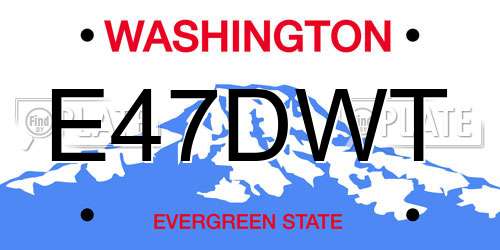 E47DWT Washington License Plate