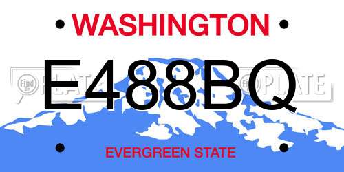 E488BQ Washington License Plate