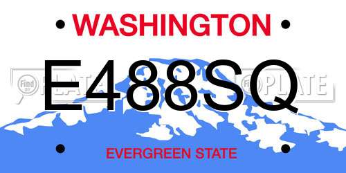 E488SQ Washington License Plate