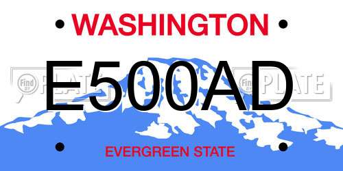 E500AD Washington License Plate