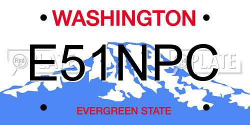 E51NPC Washington License Plate