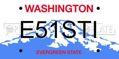 E51STI Washington License Plate