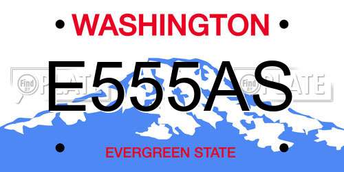 E555AS Washington License Plate
