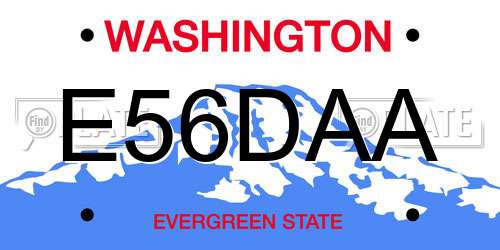 E56DAA Washington License Plate