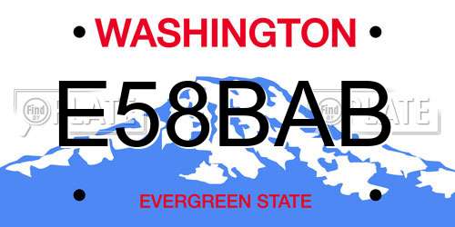 E58BAB Washington License Plate