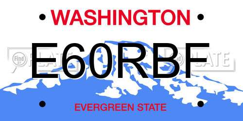 E60RBF Washington License Plate