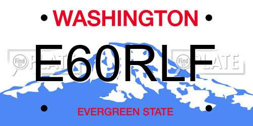 E60RLF Washington License Plate