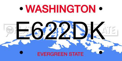 E622DK Washington License Plate