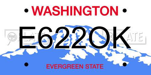 E622OK Washington License Plate