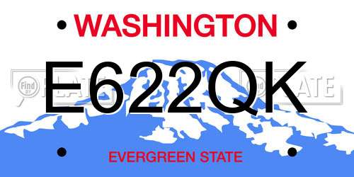 E622QK Washington License Plate