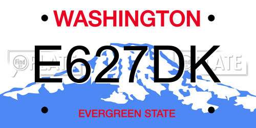 E627DK Washington License Plate