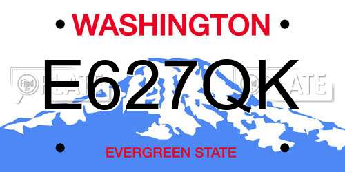 E627QK Washington License Plate