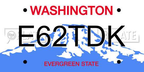 E62TDK Washington License Plate