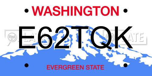 E62TQK Washington License Plate