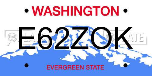 E62ZOK Washington License Plate