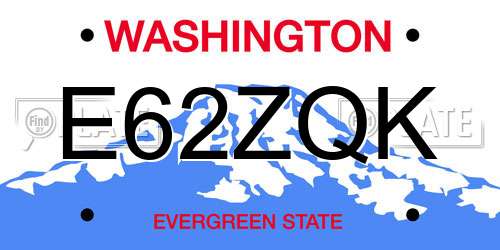 E62ZQK Washington License Plate