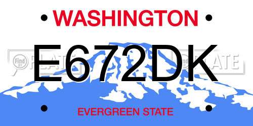 E672DK Washington License Plate