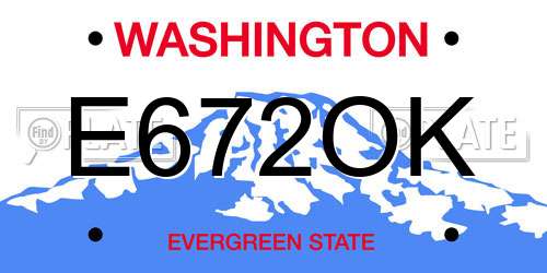 E672OK Washington License Plate
