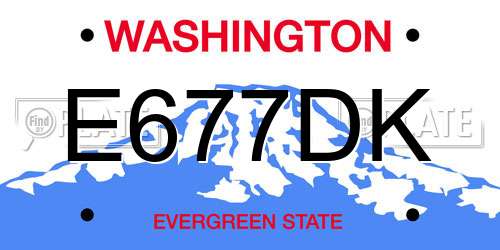E677DK Washington License Plate