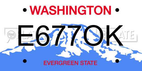 E677OK Washington License Plate