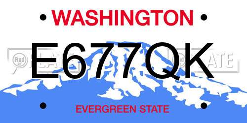 E677QK Washington License Plate