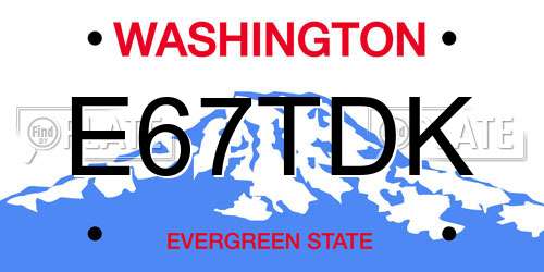 E67TDK Washington License Plate