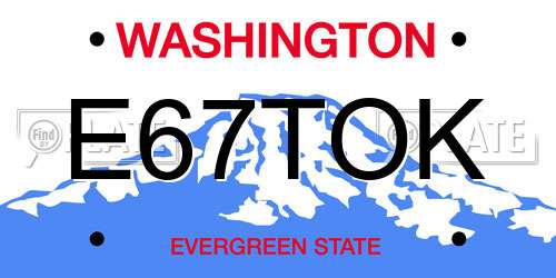 E67TOK Washington License Plate