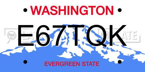E67TQK Washington License Plate