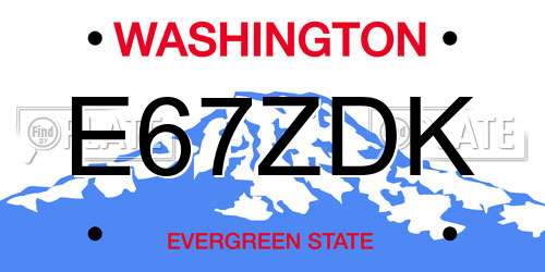 E67ZDK Washington License Plate