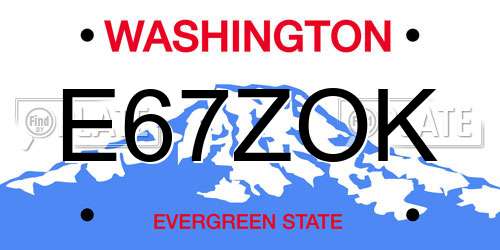 E67ZOK Washington License Plate
