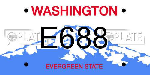 E688 Washington License Plate