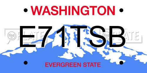 E71TSB Washington License Plate