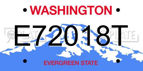E72018T Washington License Plate