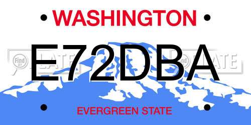 E72DBA Washington License Plate