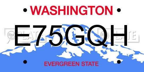 E75GQH Washington License Plate