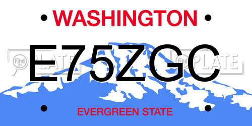 E75ZGC Washington License Plate