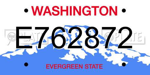 E762872 Washington License Plate