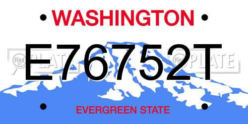 E76752T Washington License Plate