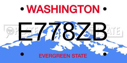 E778ZB Washington License Plate