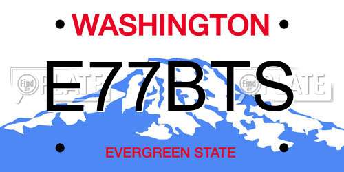 E77BTS Washington License Plate