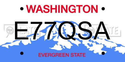 E77QSA Washington License Plate