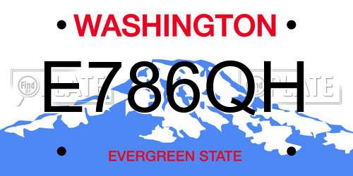 E786QH Washington License Plate