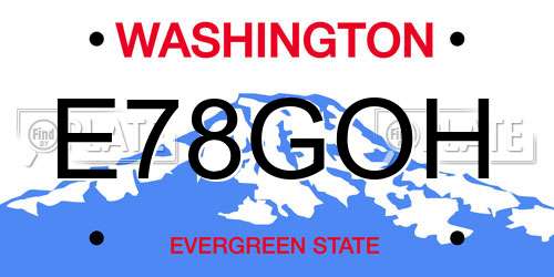E78GOH Washington License Plate