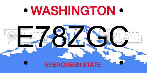 E78ZGC Washington License Plate