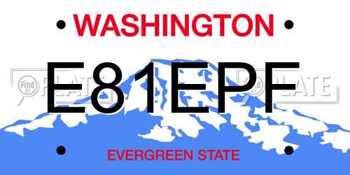 E81EPF Washington License Plate