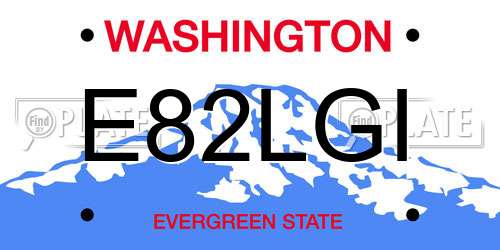 E82LGI Washington License Plate