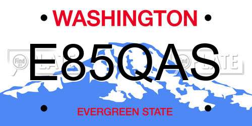 E85QAS Washington License Plate