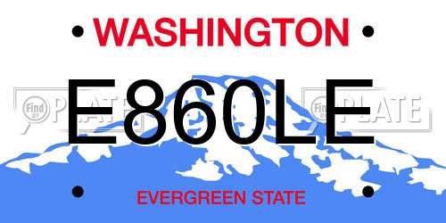 E860LE Washington License Plate
